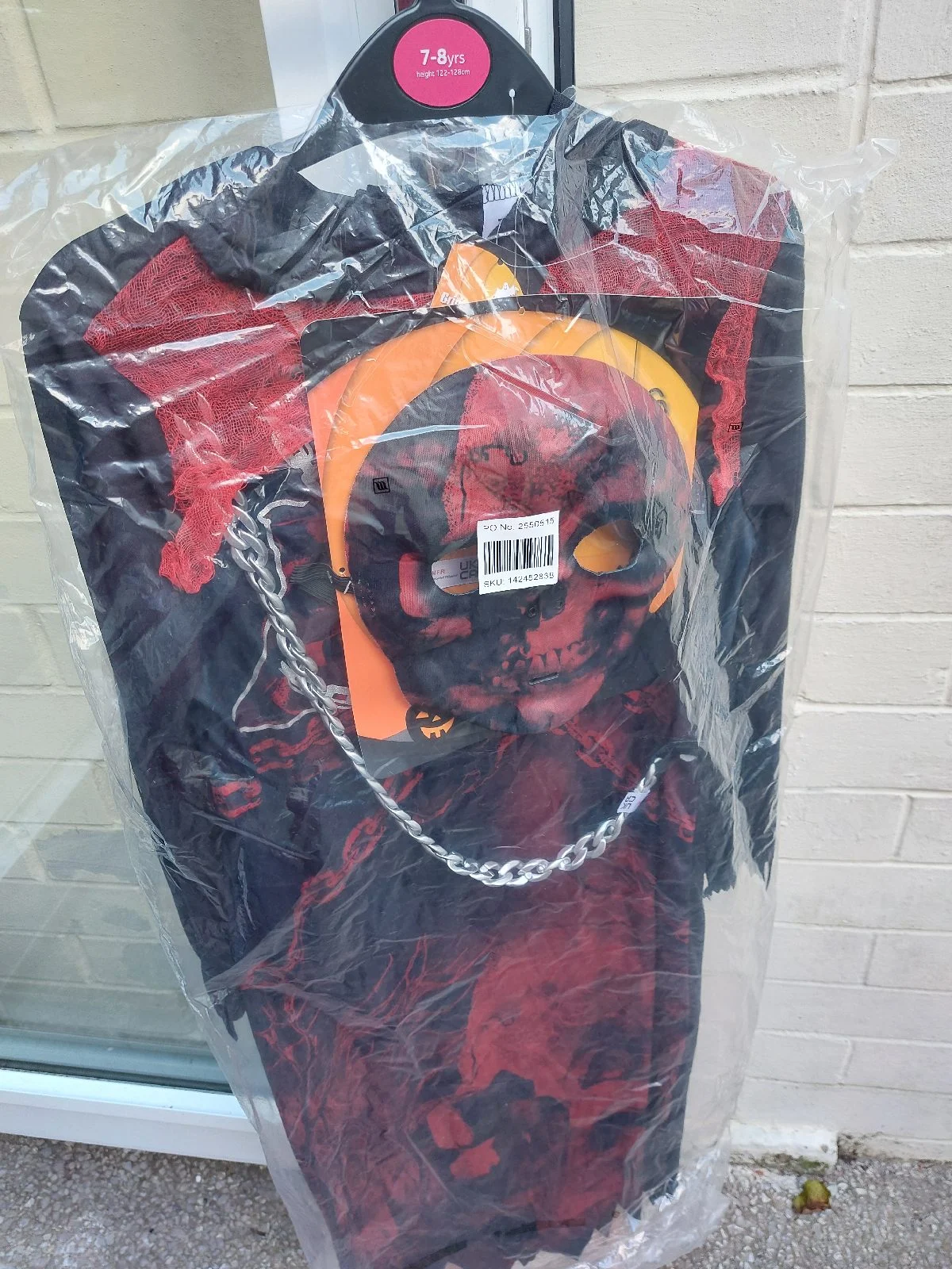 Grim Reaper Full Costume Age 7-8 Halloween Fancy Dress Outfit New with Tags
