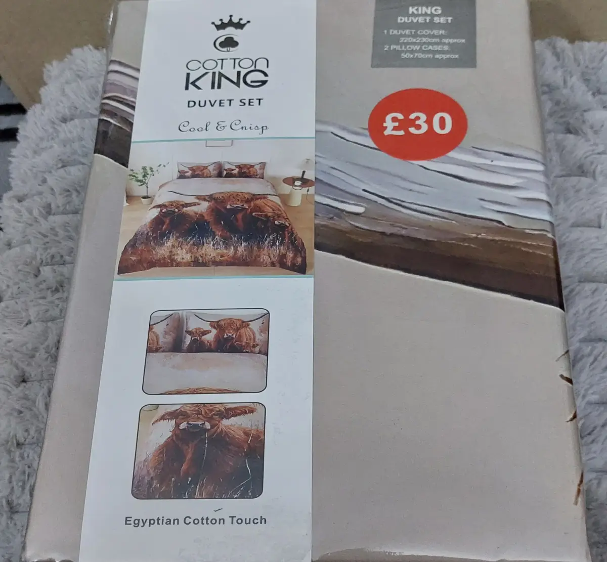 Highland Cow King Size Duvet Set 2 Pillow Cover Egyptian Cotton Touch New Sealed