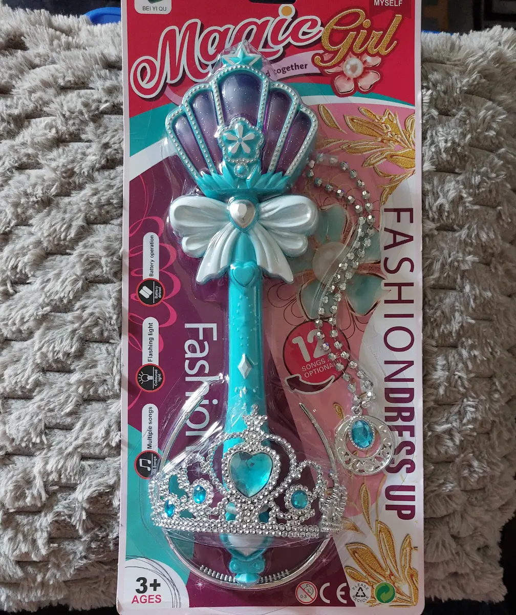 Bei Yi Qu Magic Girl Wand & Tiara Set Songs Flashing Lights Kids Toy New Sealed