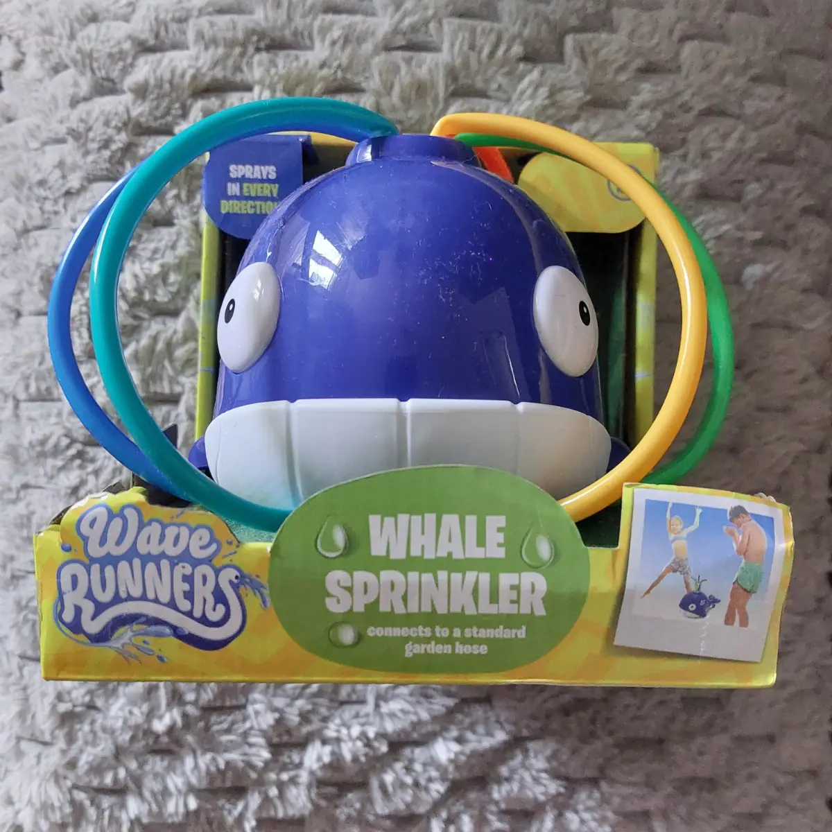 Wave Runner Whale Sprinkler Outdoor Water Toy for Kids Connects To Garden Hose