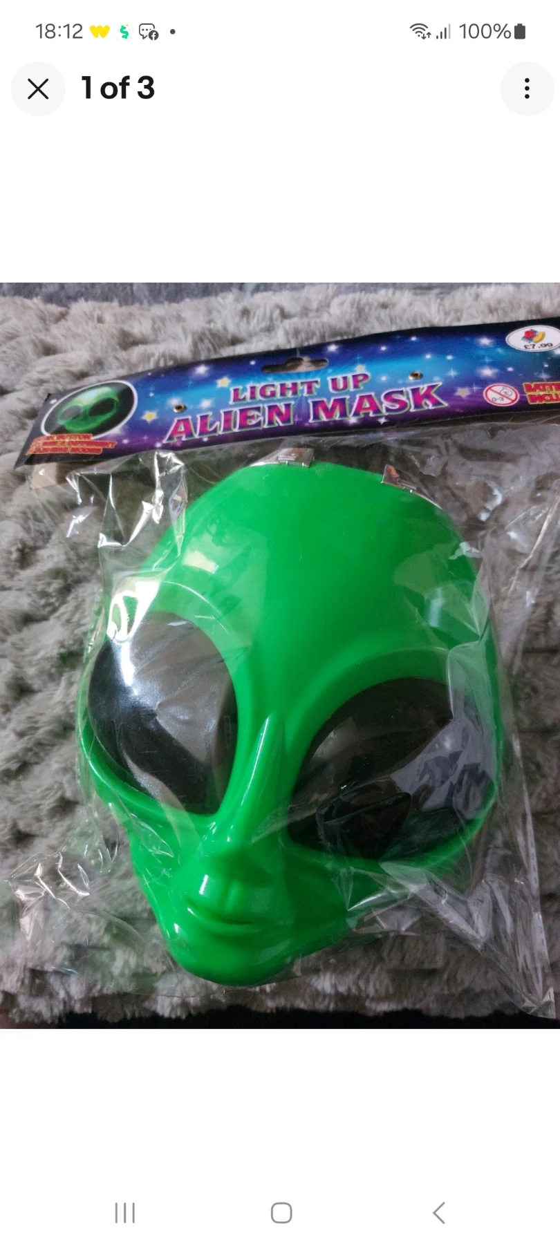 BJ Toys Light Up Alien Mask Costume for Kids New with Tags Fast Dispatch UK