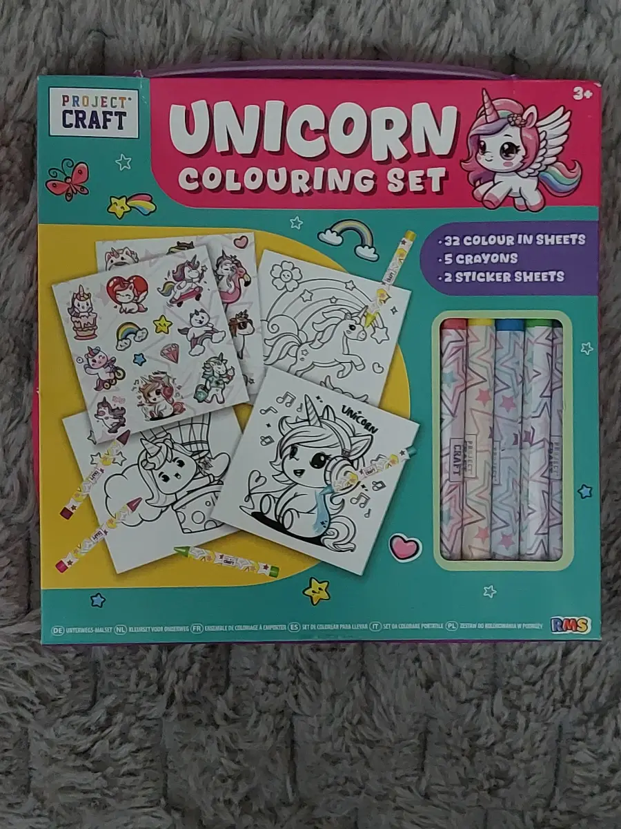 Project Craft Unicorn Colouring Set 22 Colour Sheets 5 Crayons 2 Sticker Sheets