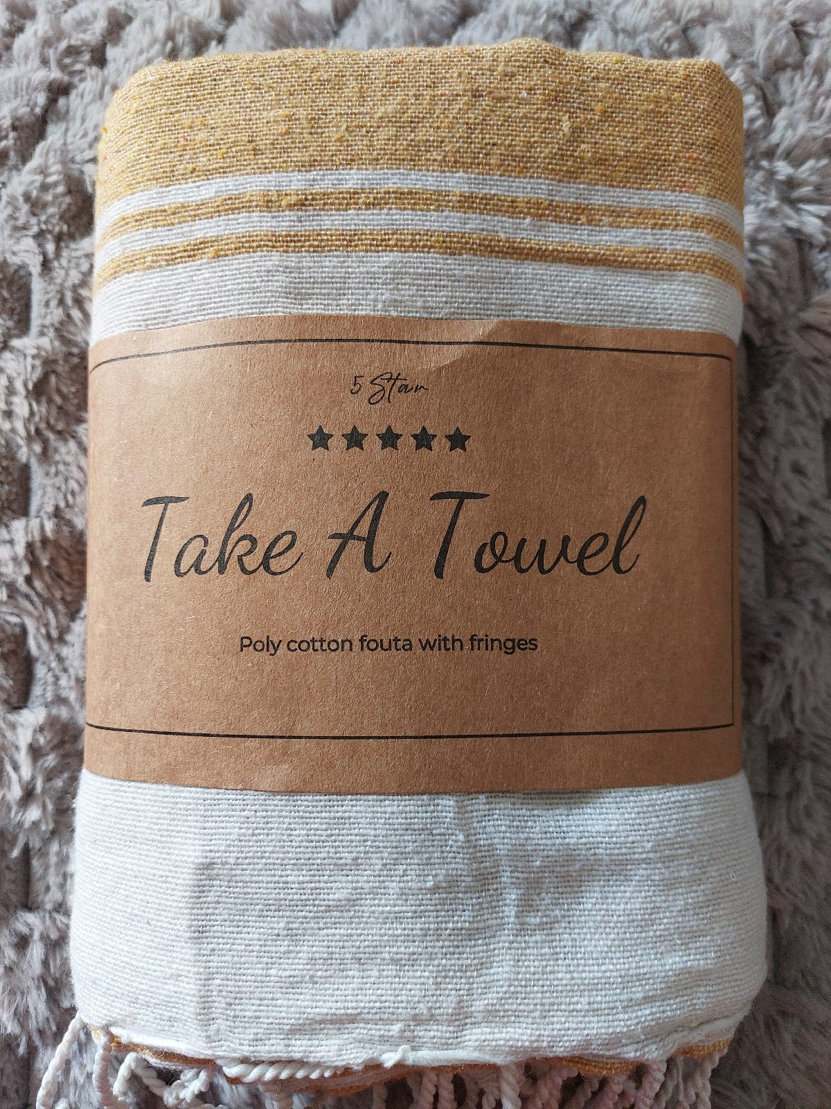 5 Star Take A Towel Mustard Beach Towel 100cm x 180cm Brand New Polycotton