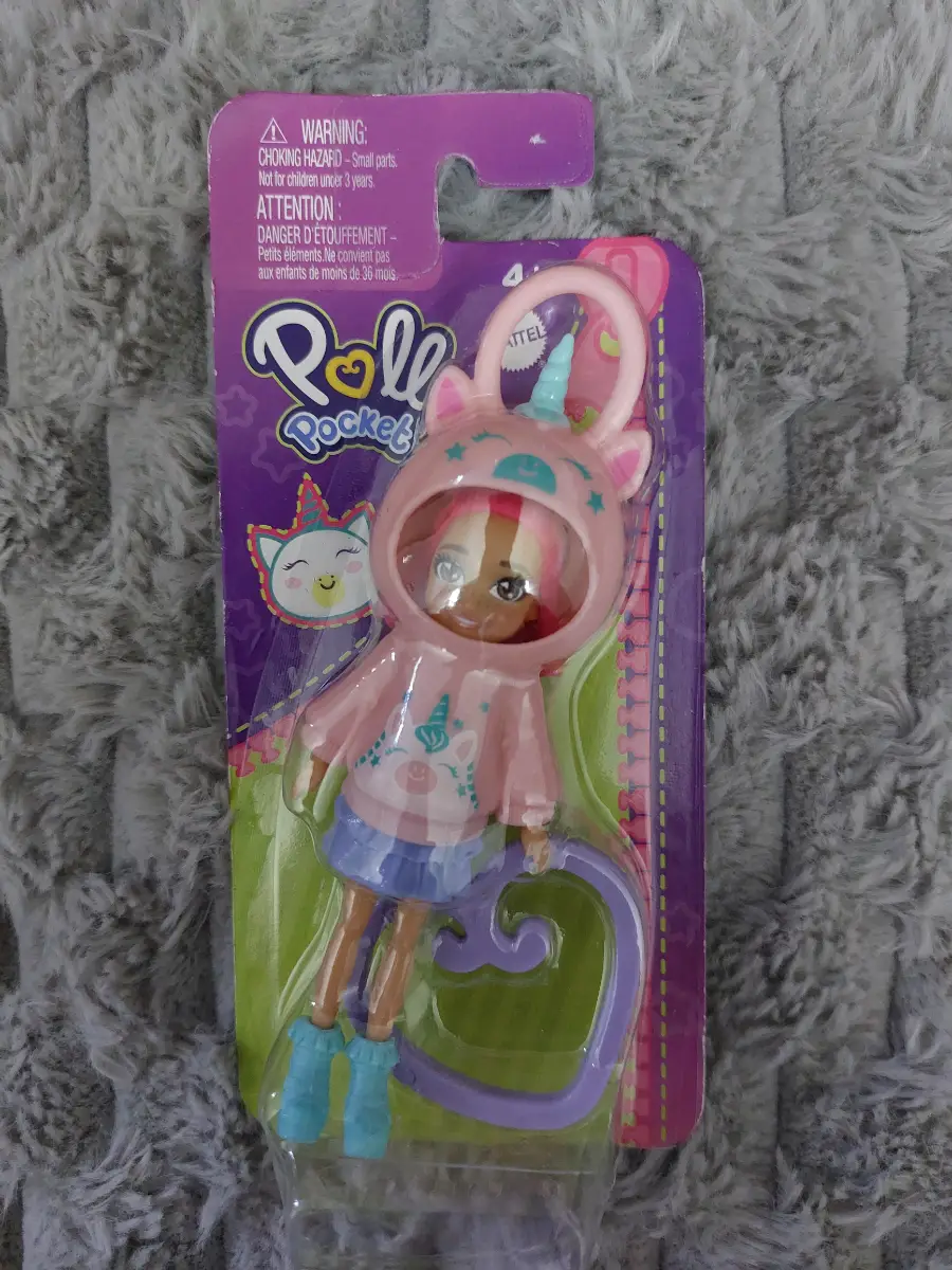 Mattel Polly Pocket Hoodie Theamed With a Purple Hook 3 Inch Doll Age 4+
