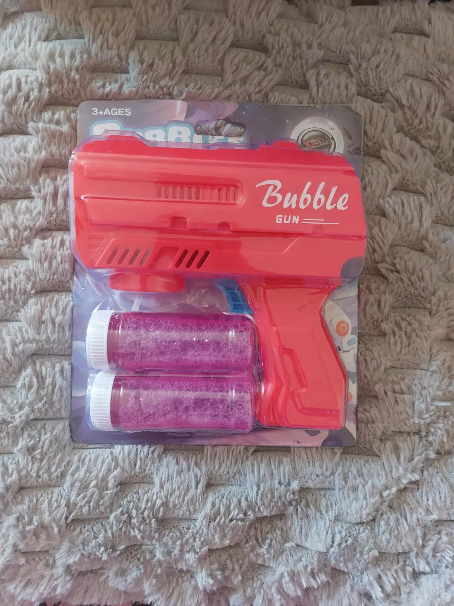 SGM Bubble Gun with 2 Bottles of Bubble Solution Red Age 3+ Brand New Sealed