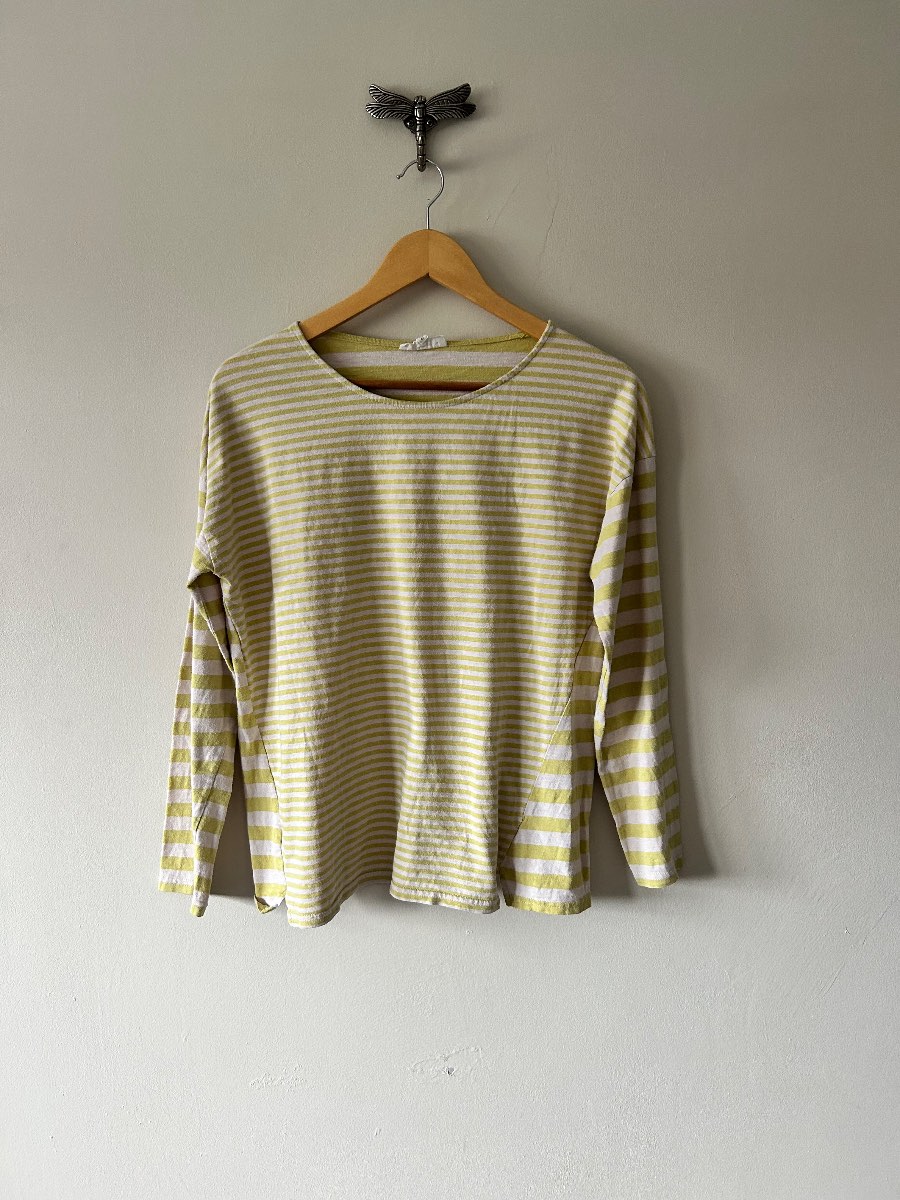 Thought Clothing Women’s UK 14 Green White Stripe Long Sleeve Top Sustainable