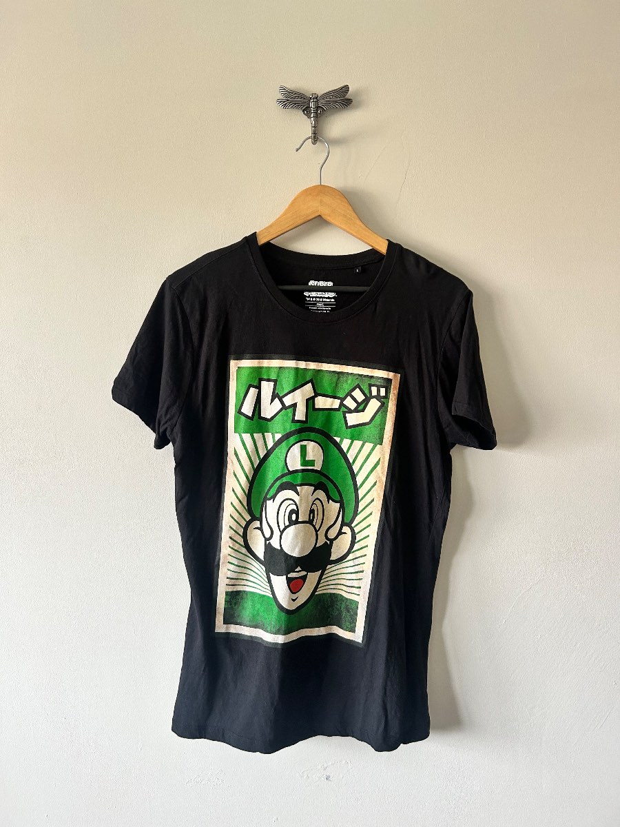 🔥 Nintendo Luigi Graphic T-Shirt | Large | Green | Retro Japanese Gaming Tee