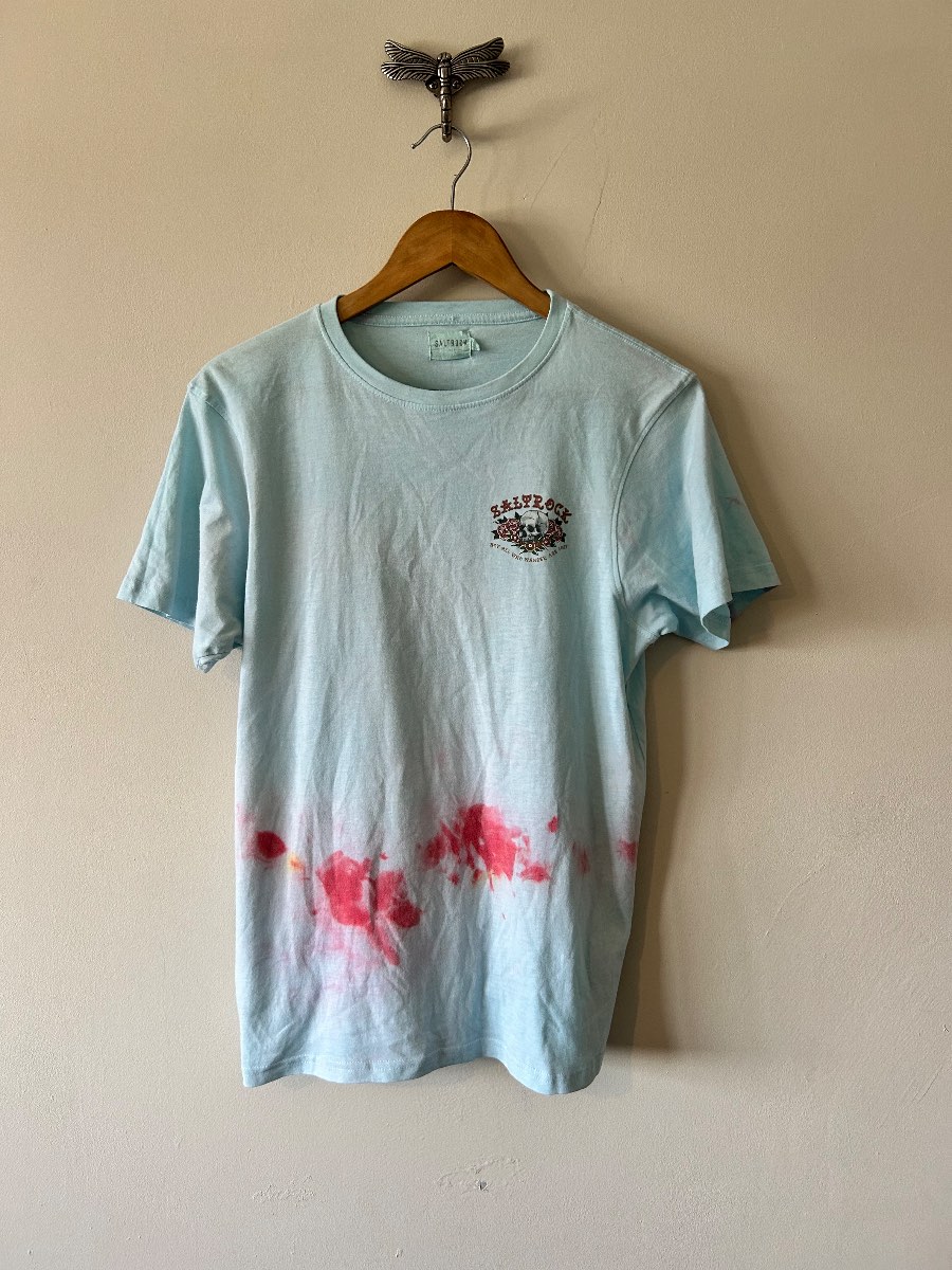 Saltrock Tie Dye Graphic T Shirt Small Blue Pink Surf Skate Festival Tattoo Back Print