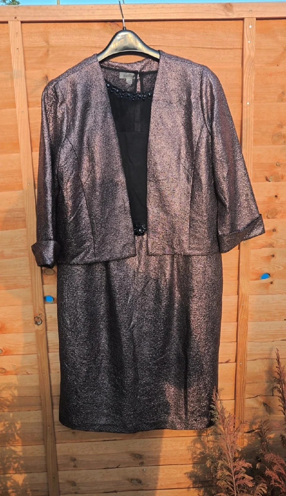 Nightingales 2-Piece Metallic Dress & Jacket Set – UK 14 / EU 42 / US 10