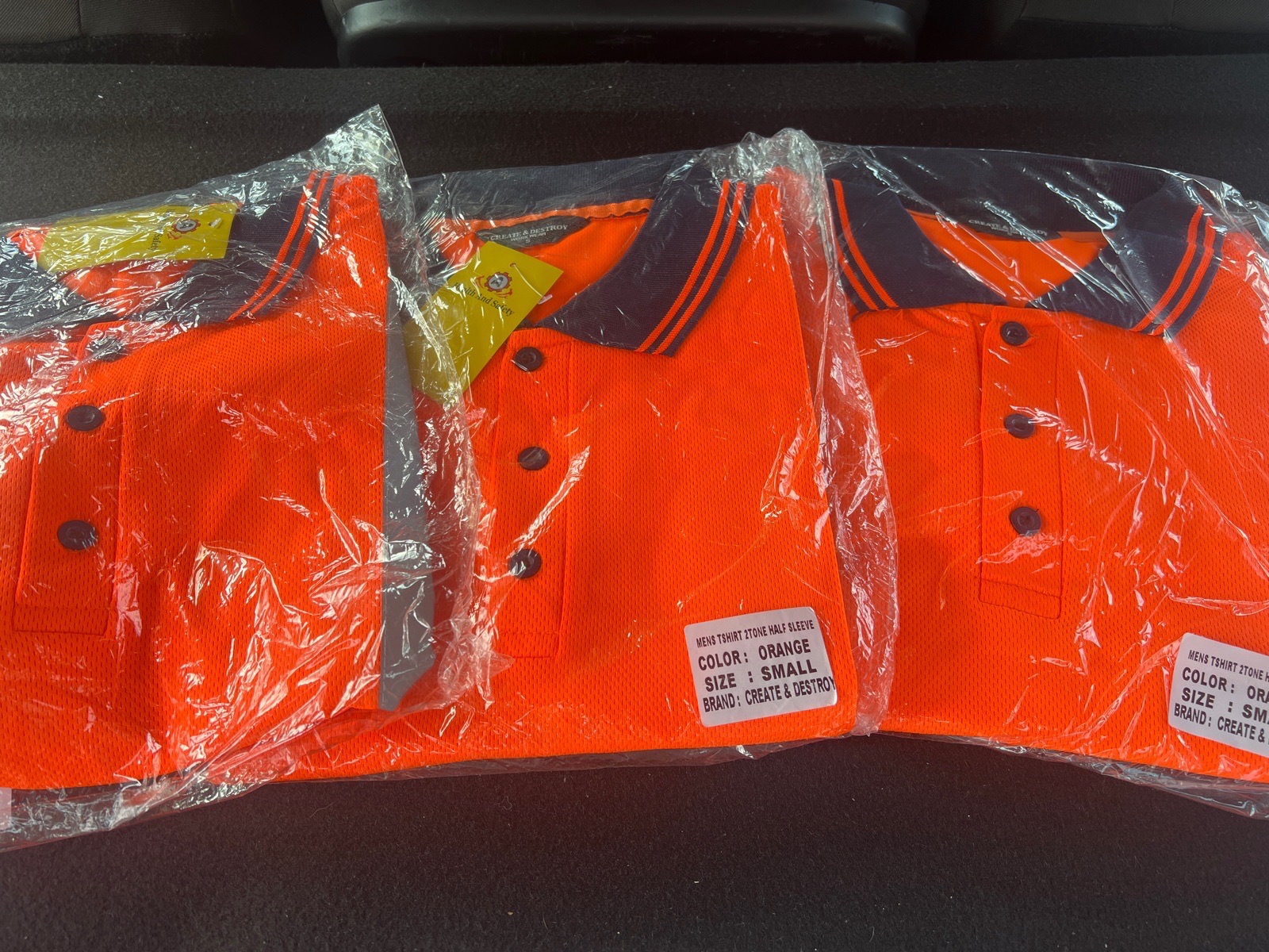 Hi viz polo t shirts short sleeve create and destroy size small x 3 shirts