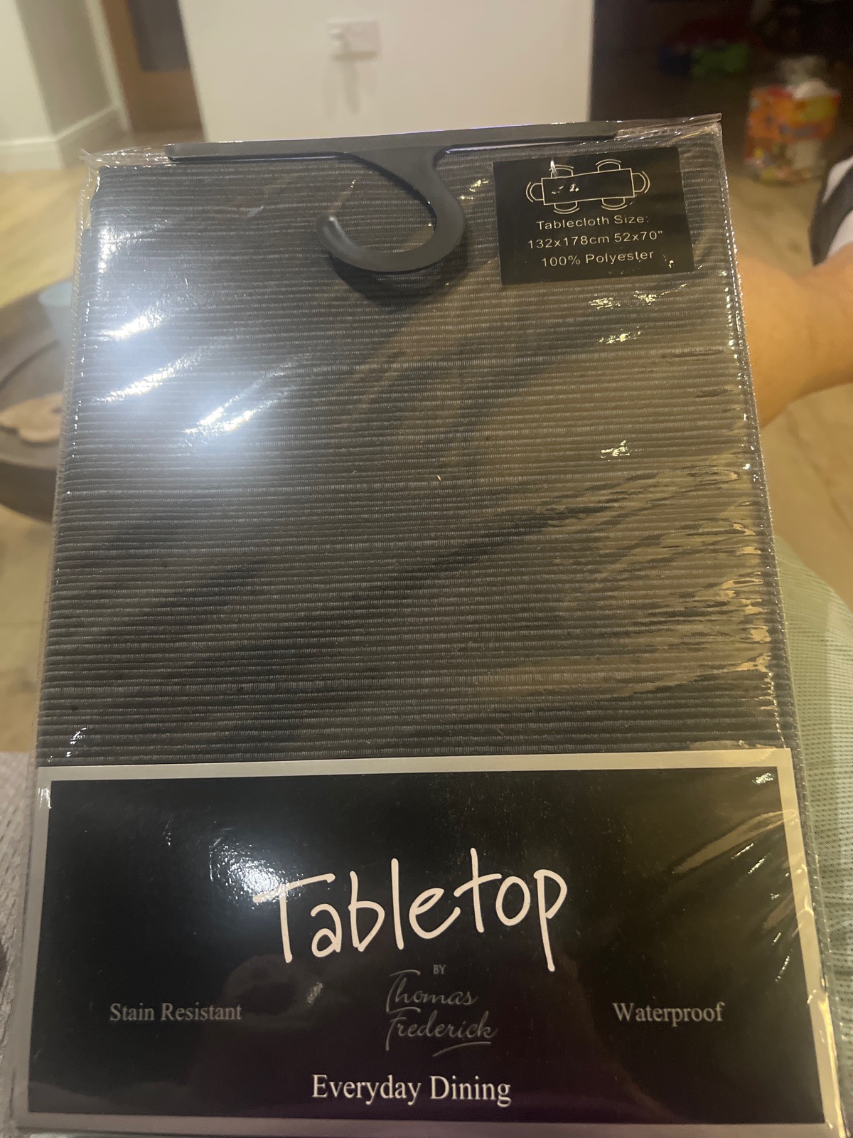 Grey tablecloth 52” x 70” polyester Thomas Frederick
