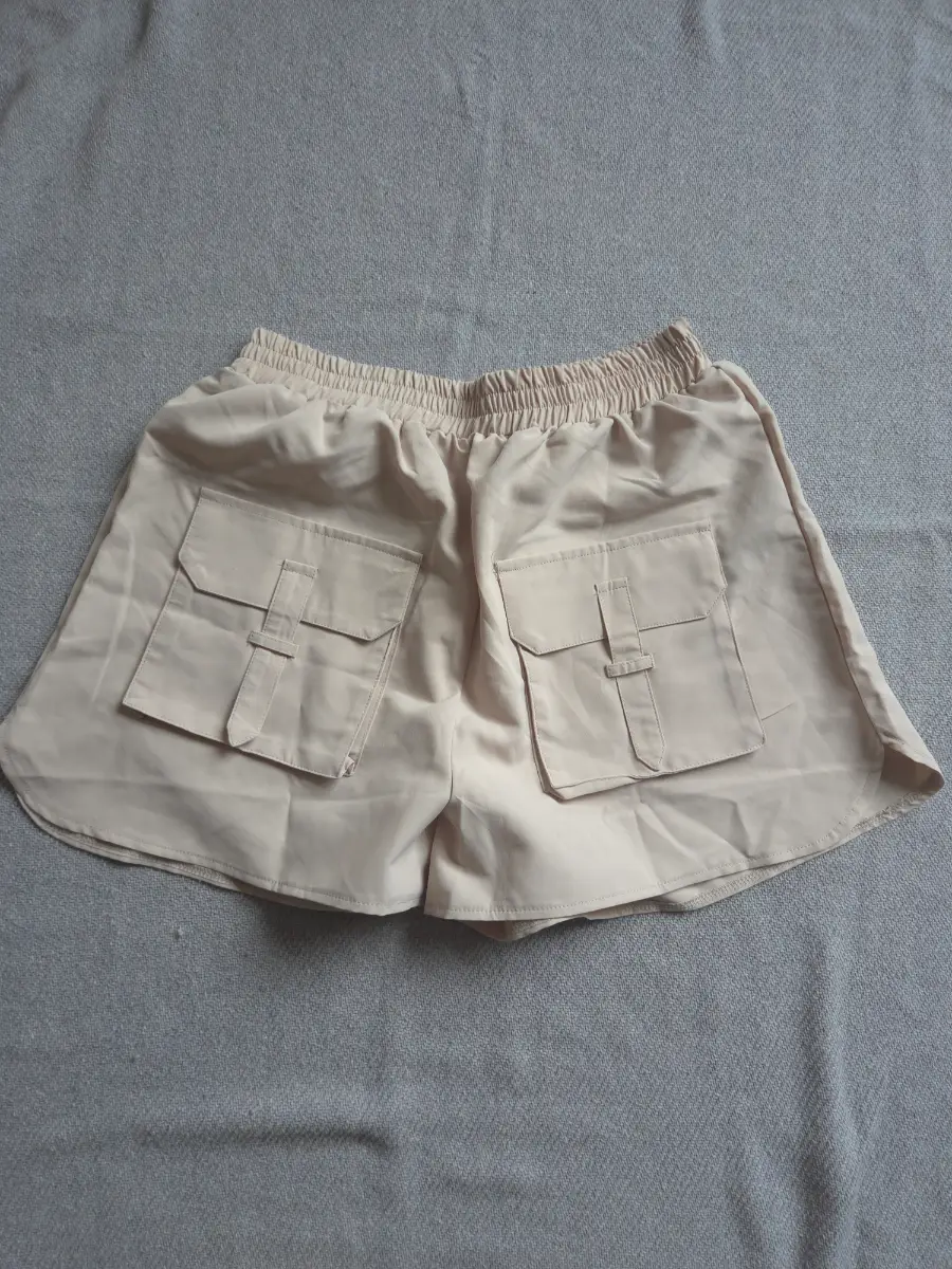 Boohoo Beige Utility Shorts | Size UK 10 | Elastic Waist