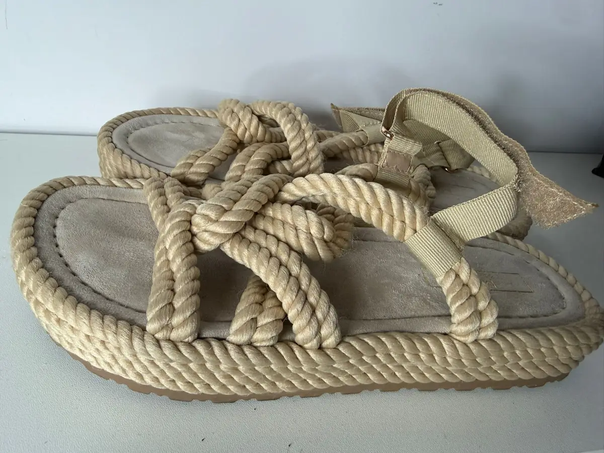 M&S Natural Rope Woven Platform Sandals - Size UK 5.5