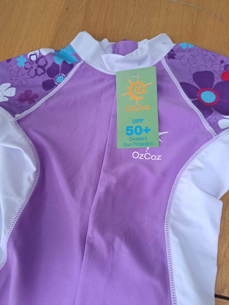 Girls NEW Ozcoz UV UPF 50+ Swimming Costume Lilac Age 6-7 Years