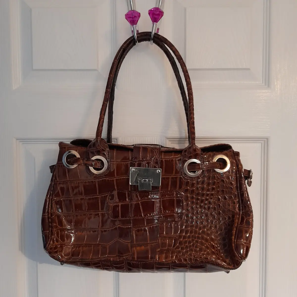 Italy-made Large Handbag Bronze Brown Genuine Italian Leather New