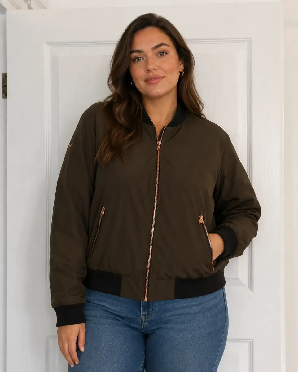 Superdry Bomber Jacket Khaki Green Padded Long-sleeves Fully Lined Size UK Large VGC