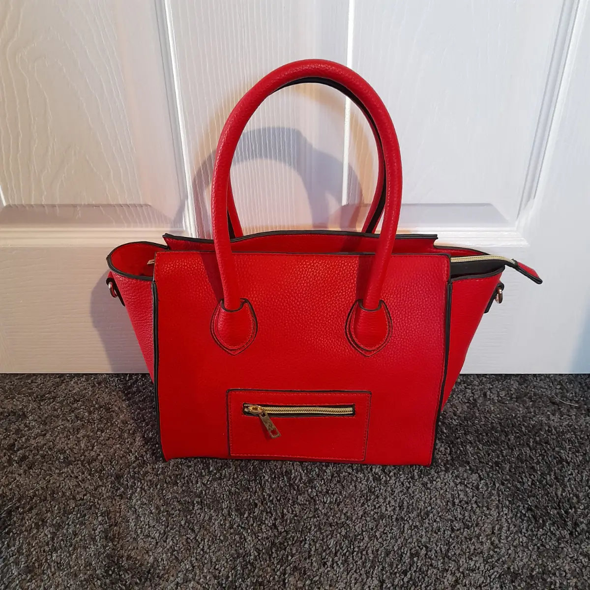 Red Faux Leather Tote Crossbody Holiday Beach Travel Trip Handbag Shoulder Strap New