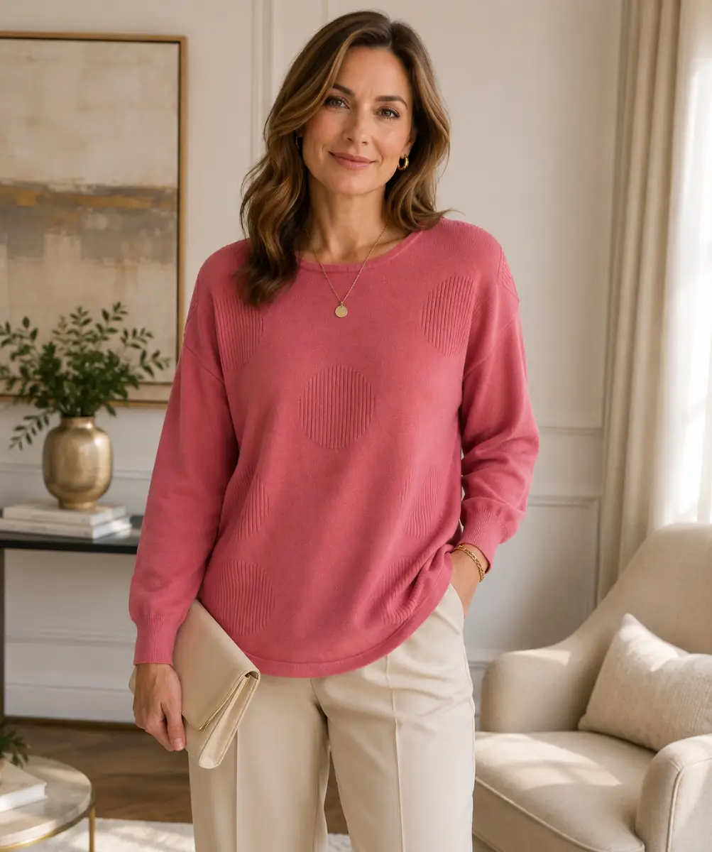 Alice Collins Jumper Top Dark Pink Long-sleeves Round Neck Size UK 12 VGC