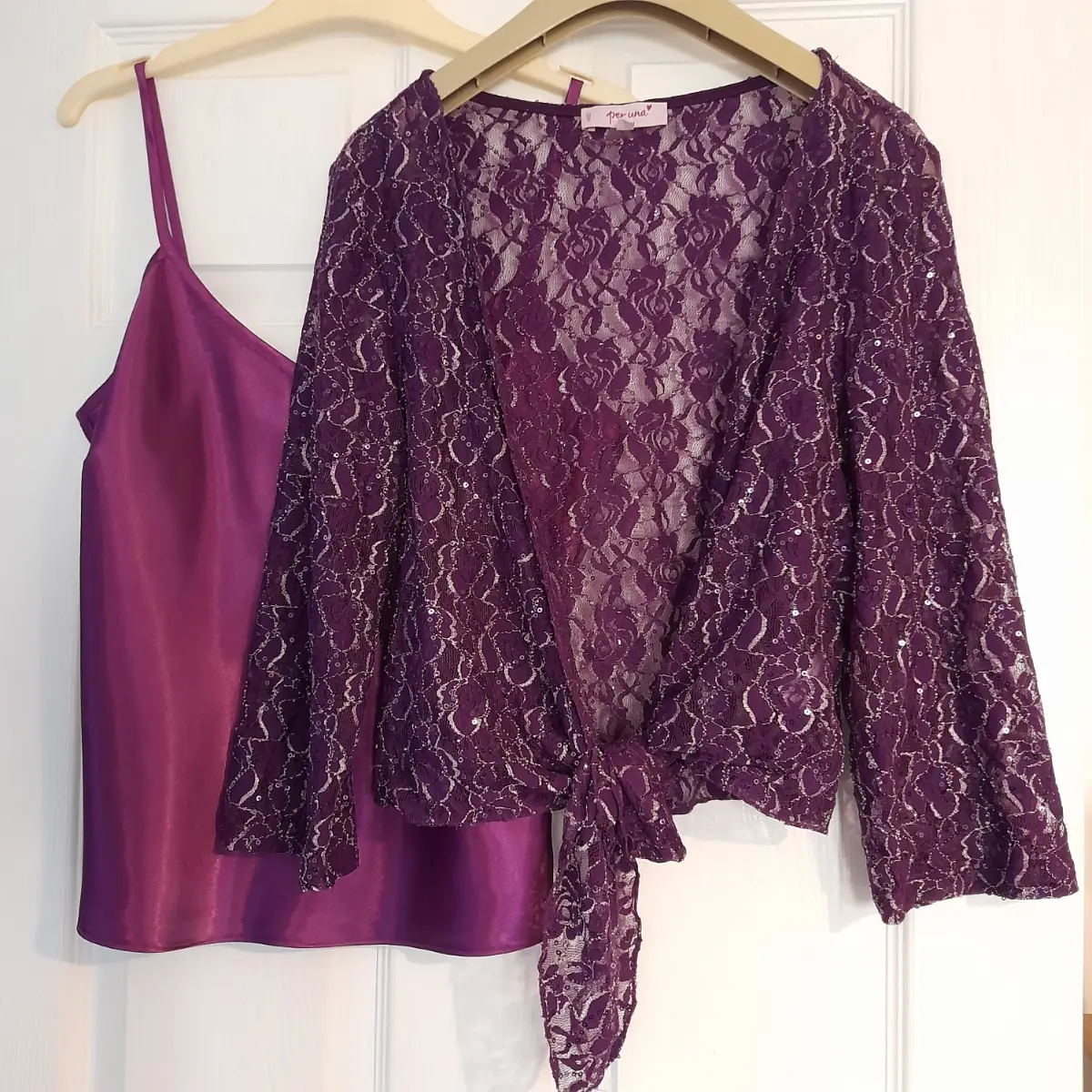 Per Una beautiful purple lace bolero and satin camisole set, new Size UK 12, bolero length 20"