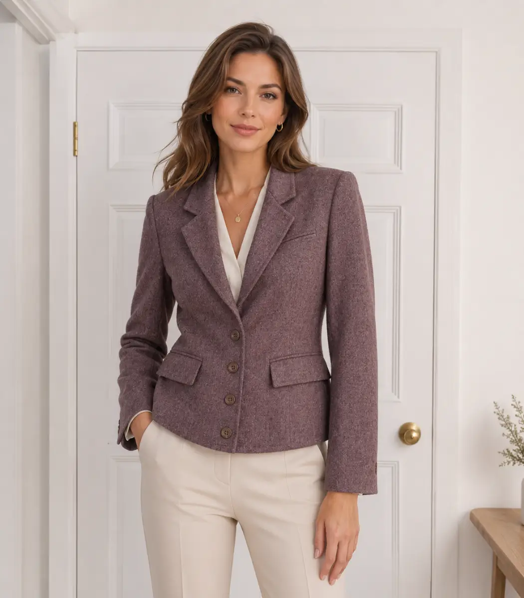 M&S St Micheal Blazer Jacket Heather Lilac Pure Wool Tuxedo Long-sleeves Lined Size UK 12 VGC