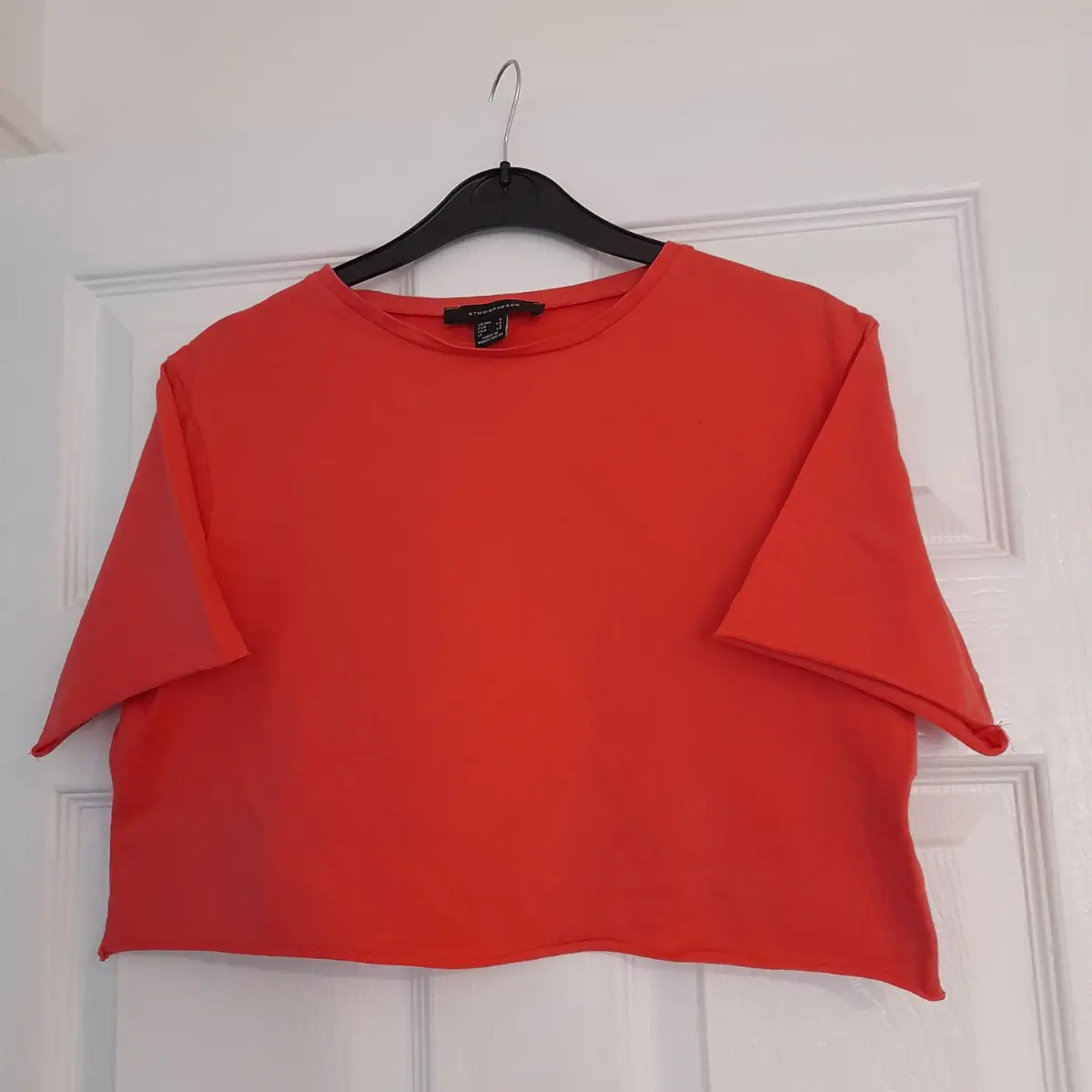 Atmosphere cute cropped coral cotton top, short-sleeves, Size UK 6 VGC
