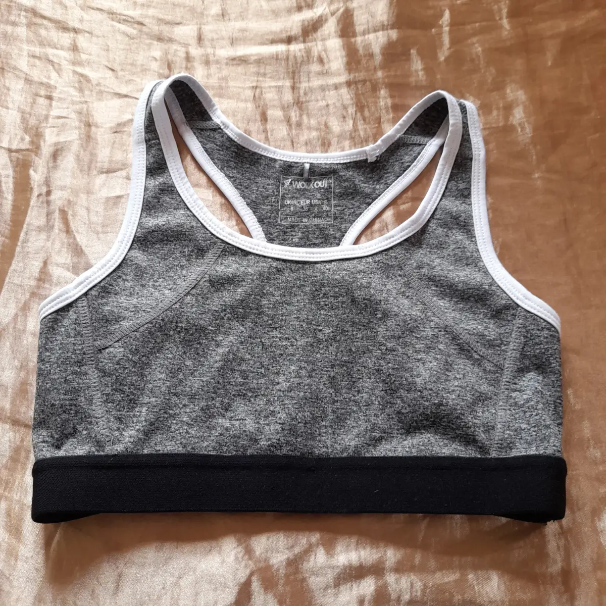 Atmosphere grey racer-back sport cropped top, new without tags, Size UK 8