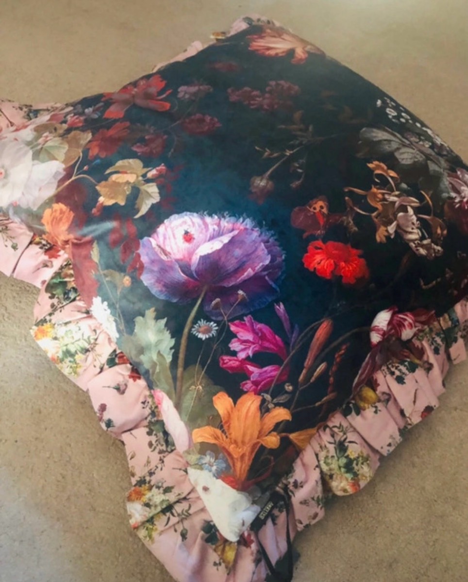 Brand New National Gallery Velvet Floral Ruffle Trim Cushion