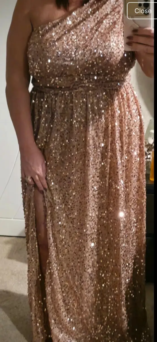 One shoulder sequin maxi dress wedding special occasion 1xl or an 18