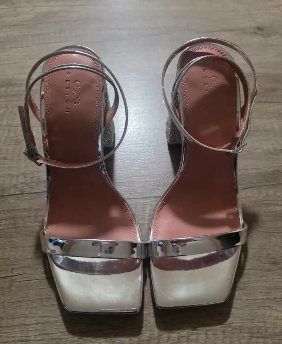 Asos sliver diamanté sandals holiday special occasion wedding, party