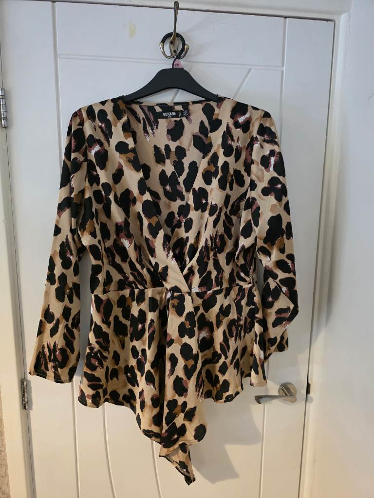 Misguided plus leopard wrap size 18 blouse going out holiday, summer  party
