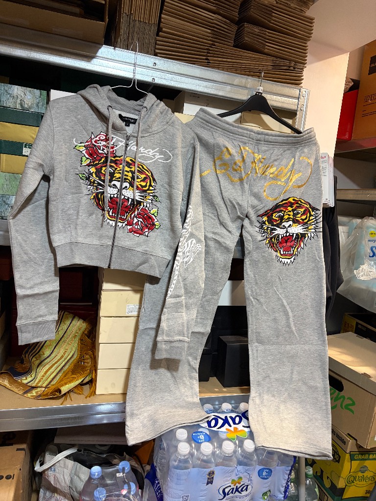 Authentic Ed Hardy grey Tiger Tracksuit with cropped fitted hoodie & trouser– Brand new with tag