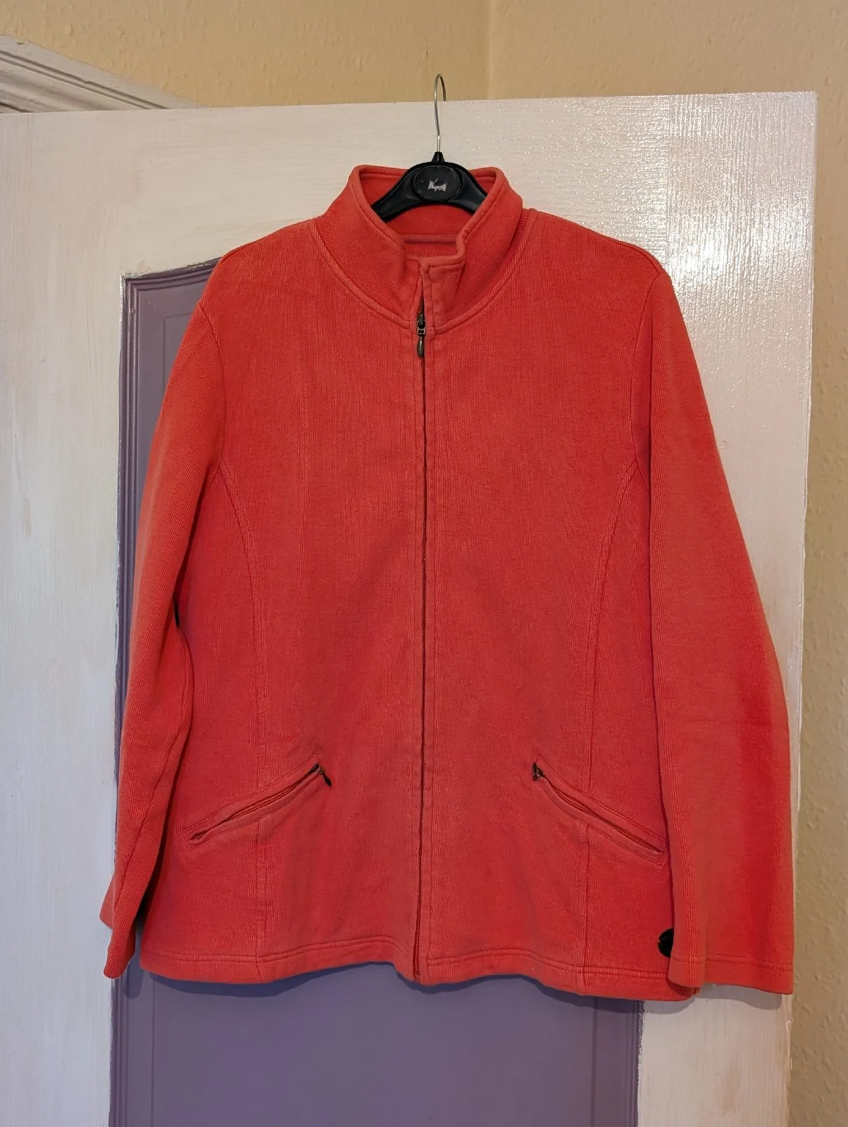 Dash Coral Pink Ribbed Zip-Up Cardigan Jacket Size 18 / EU 46