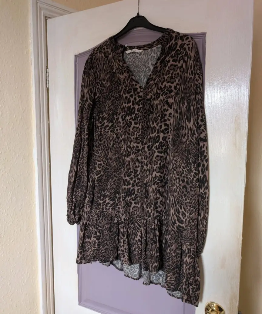 Tu women's leopard print smock tunic dress size 14