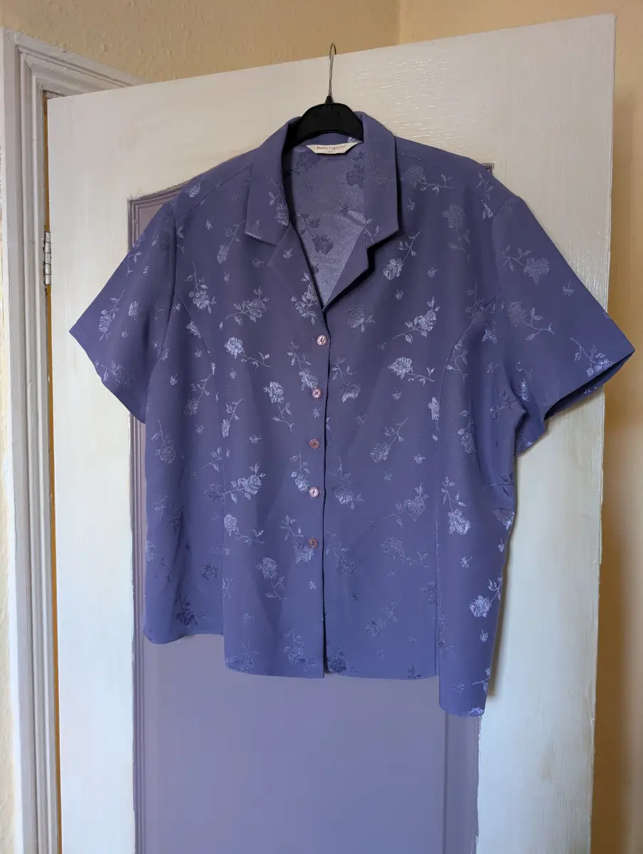 Bonmarché purple blouse with floral details size 22