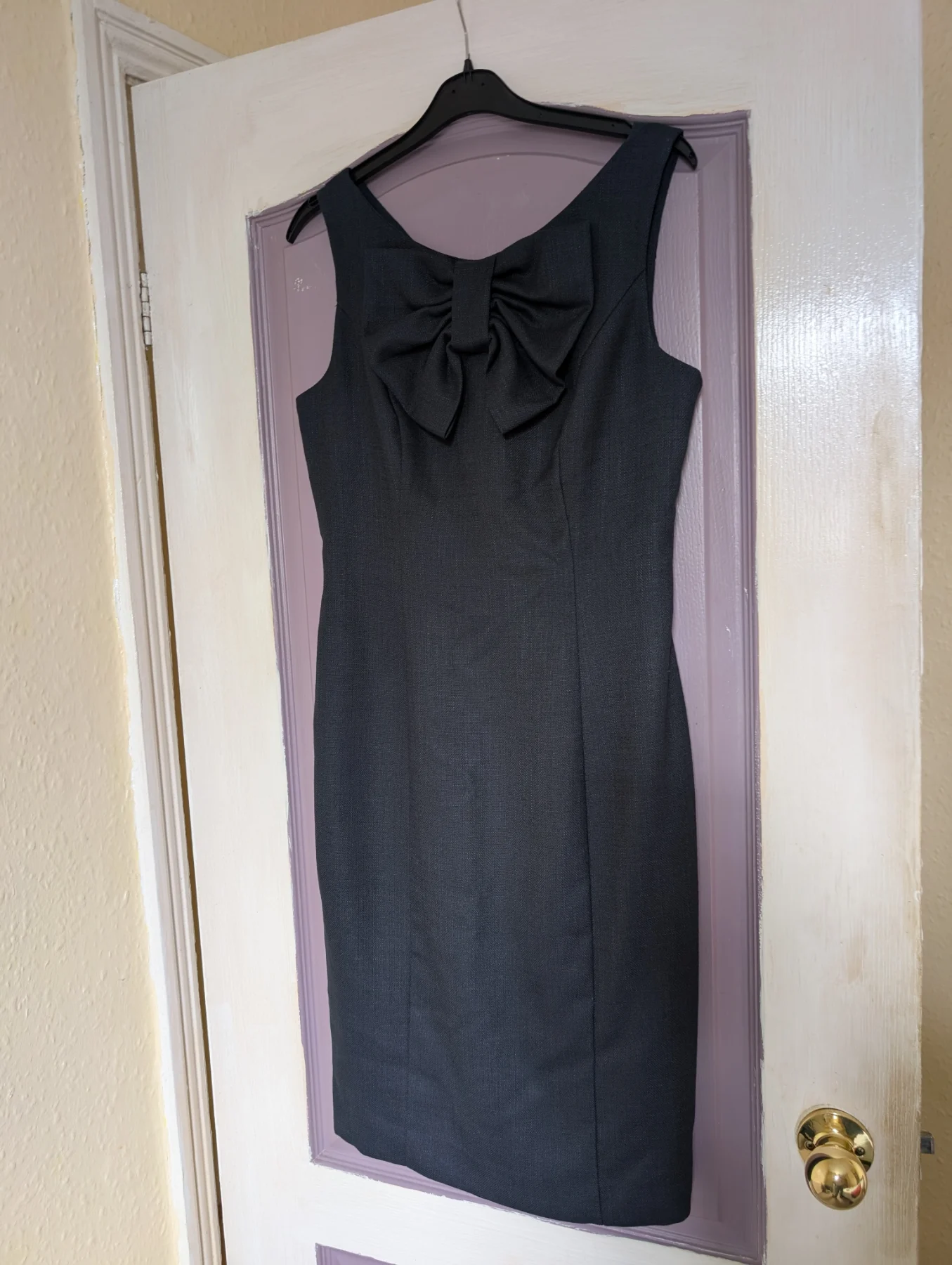 Next Tailored Dark Grey  Bow Front Pencil Dress - Size 10
