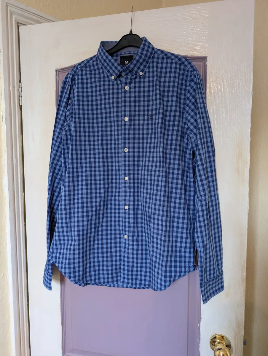 Crew clothing company mens blue checked shirt size M