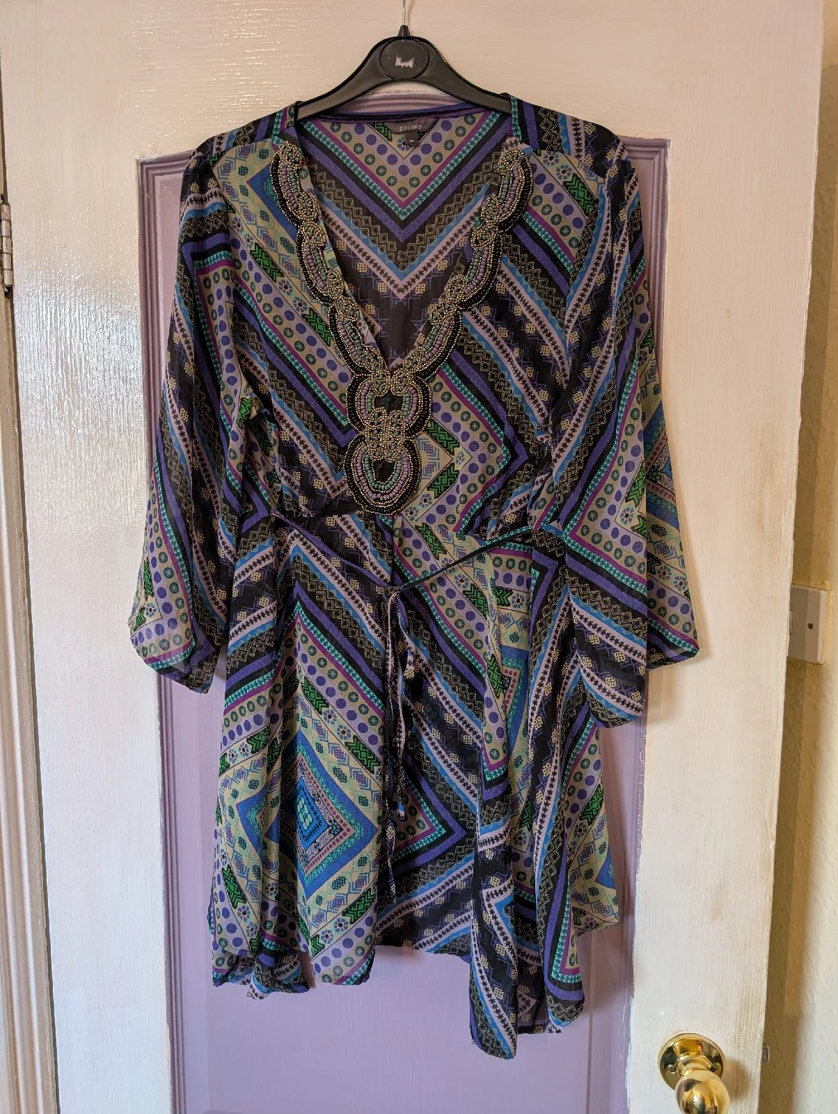 Per Una M&S Beaded Boho Kaftan Tunic Top - Size 16