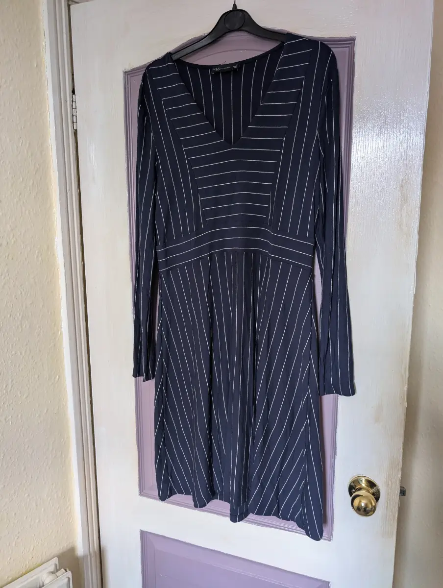 M&S collection navy and white midi dress size 12