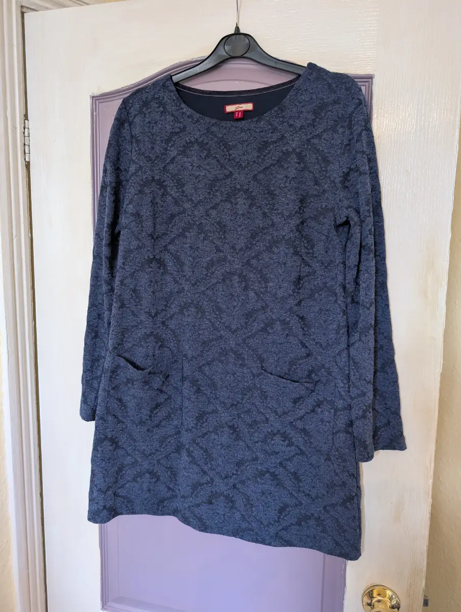 Joe Browns Navy Patterned Knit Tunic Dress / Jumper Dress size 12| boho| coorie| cosy chic