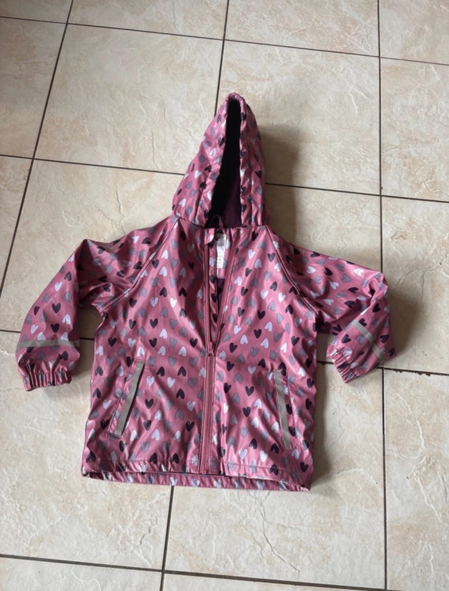 Lupilu waterproof light weight jacket pink and purple hearts Age 2-4 years