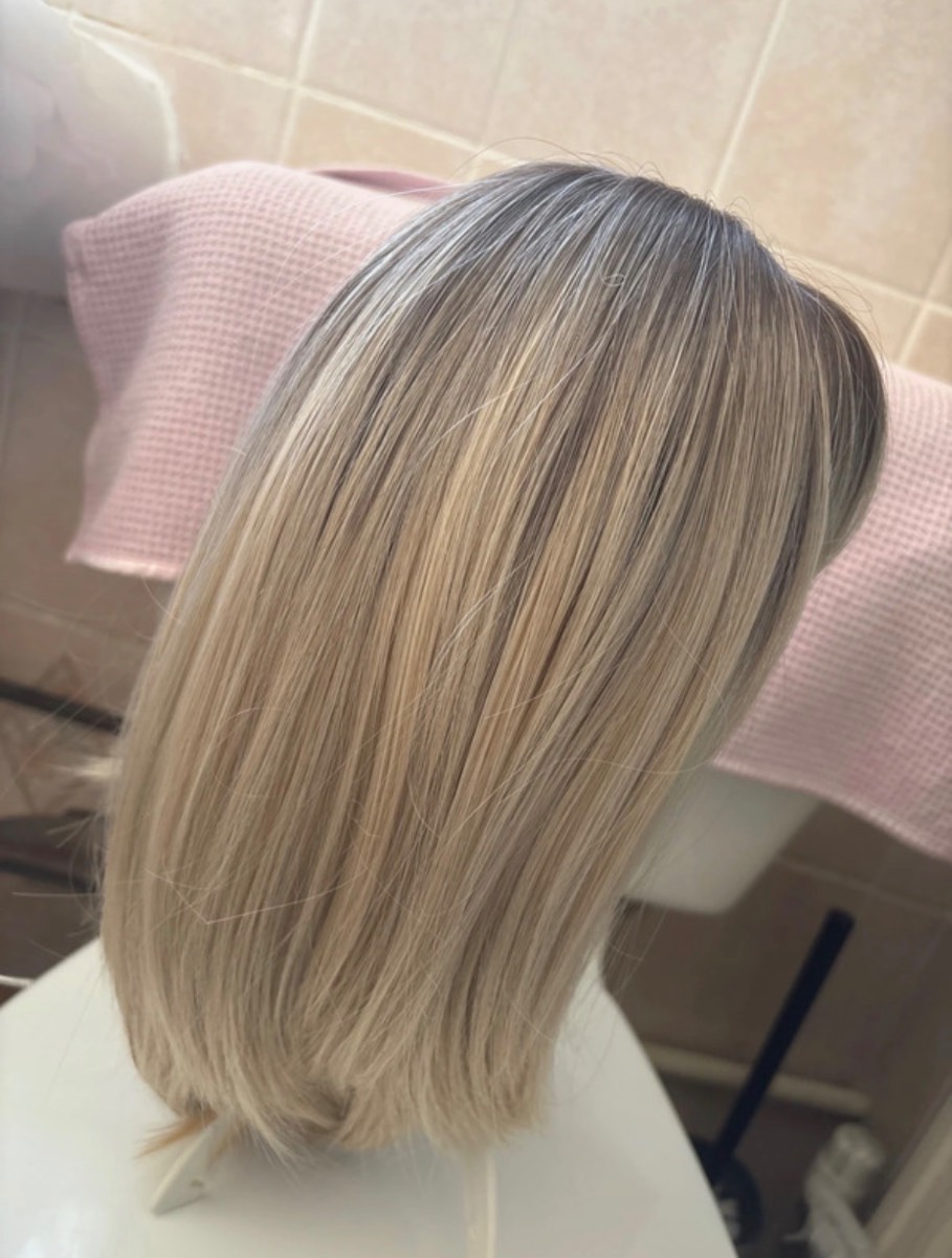 Shoulder length wolf cut, mixed blonde wig New