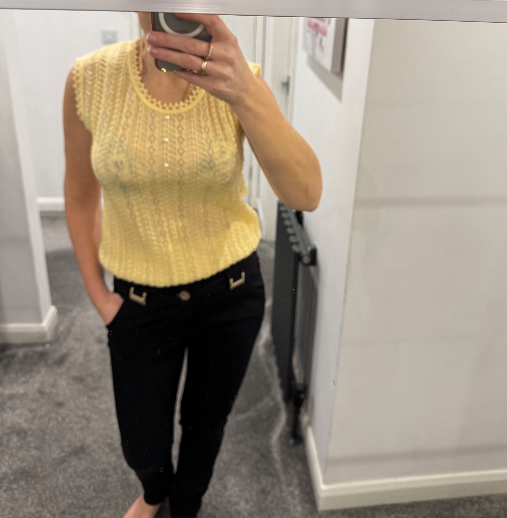 New vintage 90s knit summer holiday vest top size 12 14 yellow