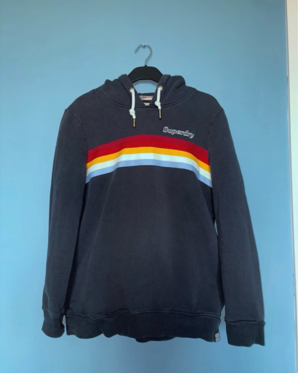 Retro Stripe Eclipse Navy Hoodie | Superdry | Size 12