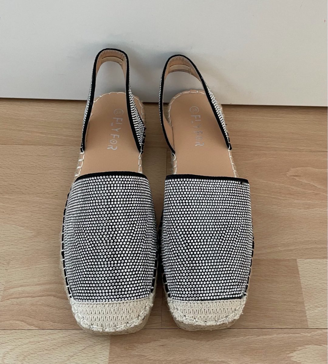 Women's Glitter Diamante Espadrille Sandals EU 38 UK 5