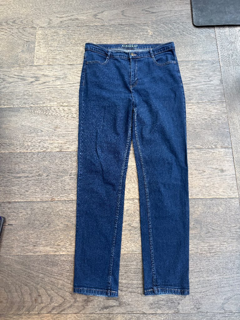 M&S Straight Leg Jeans UK 16 Long Dark Indigo Denim – Excellent Condition