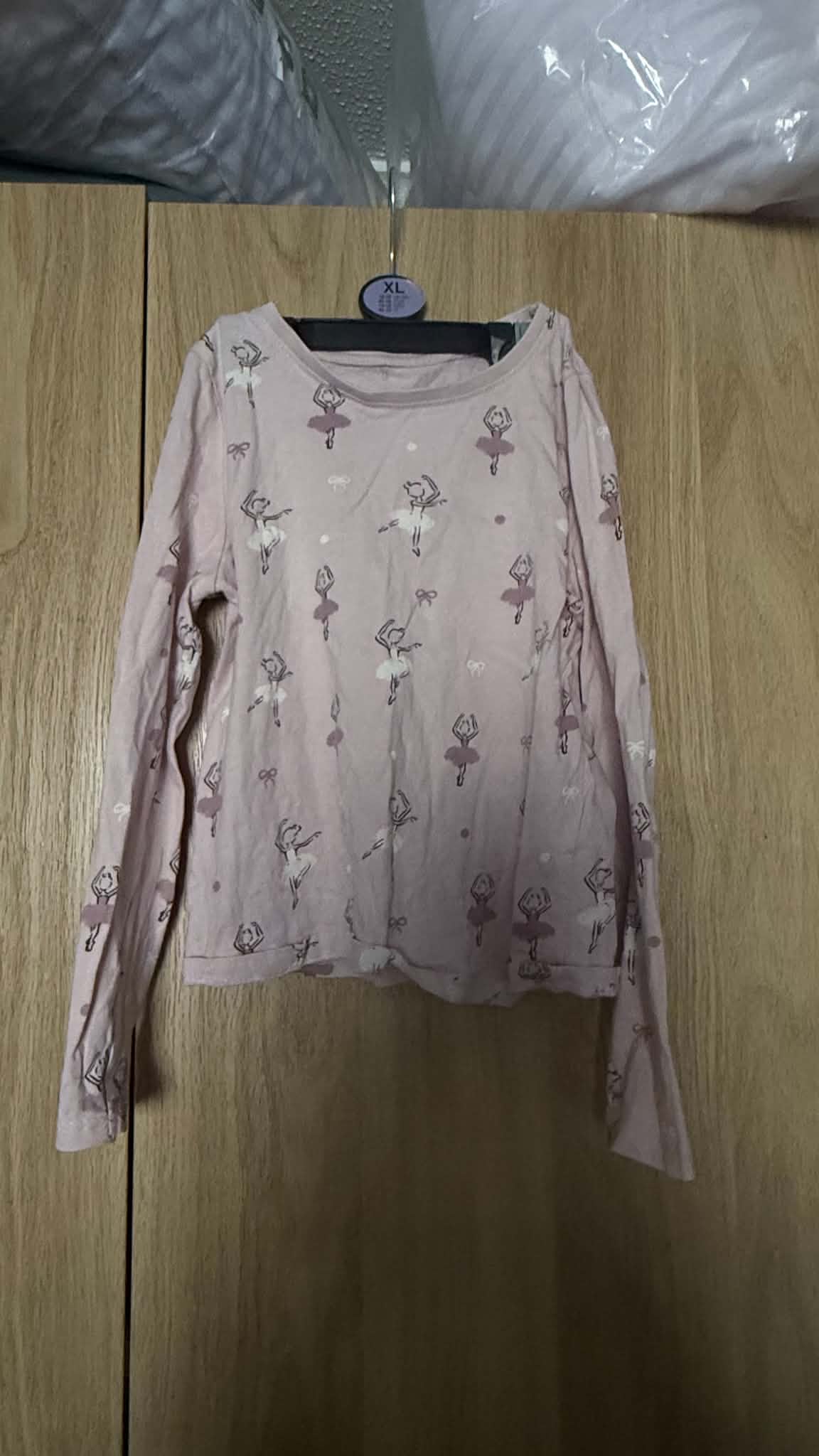 Pretty Pink Ballerina Print Long-Sleeve Top