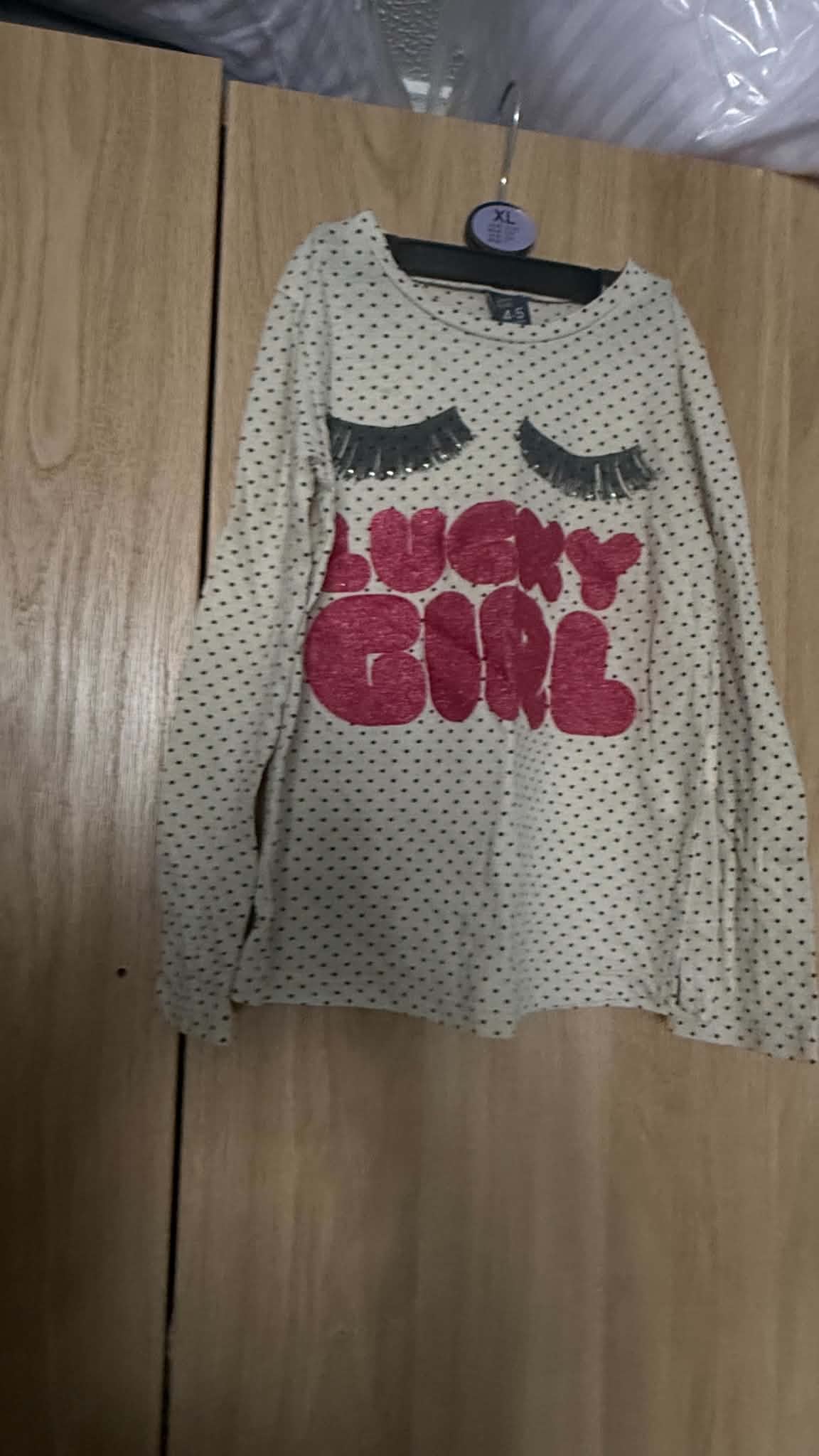 Stylish Lucky Girl Polka Dot Long-Sleeve Top