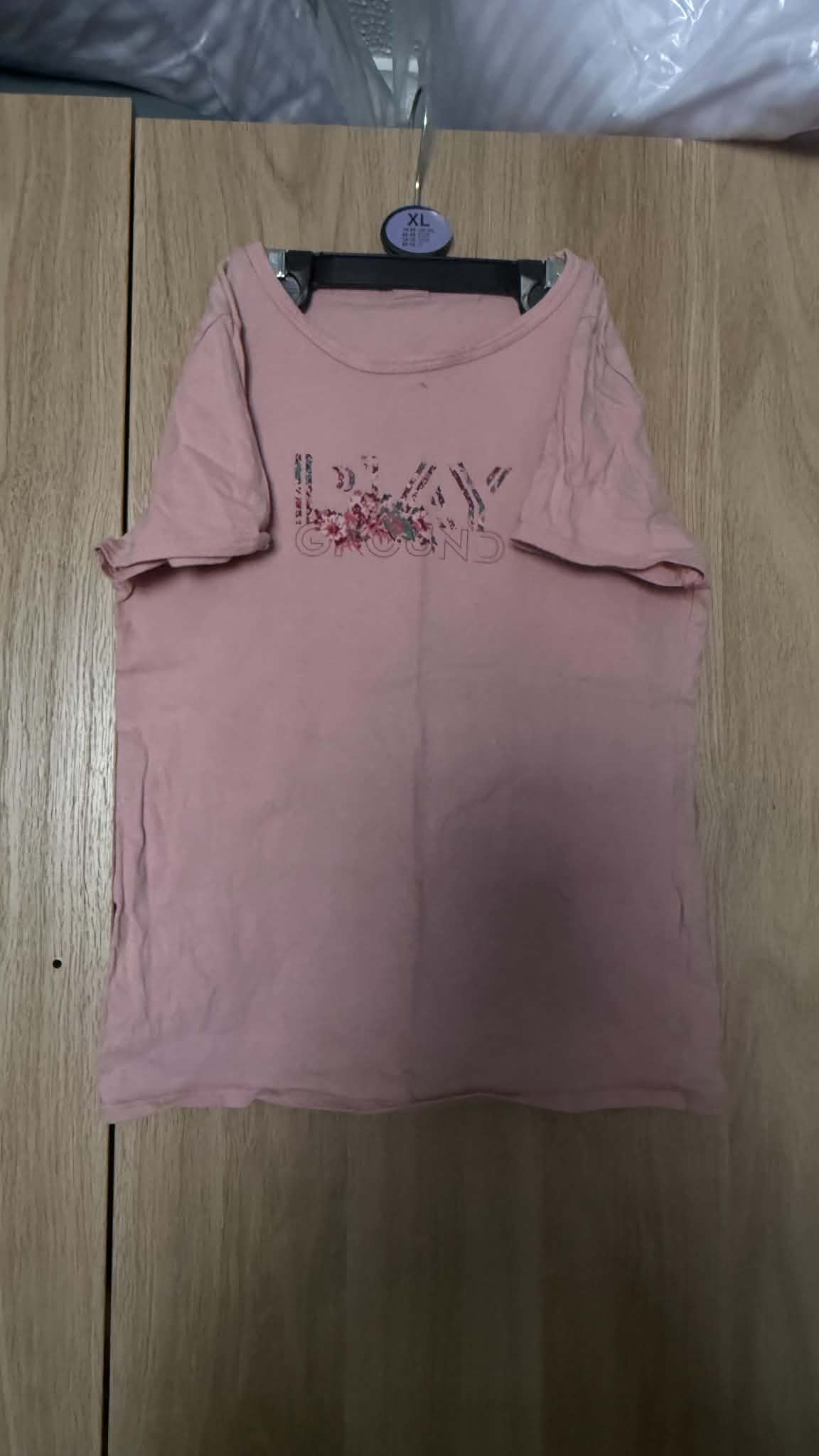 Pretty Dusty Pink "PLAYGROUND" Floral Graphic T-Shirt