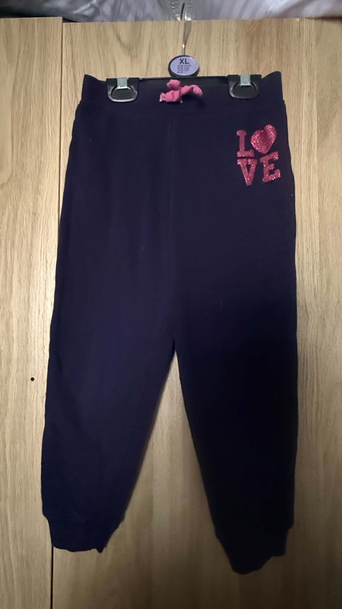 Cozy Navy Blue Glitter "LOVE" Joggers