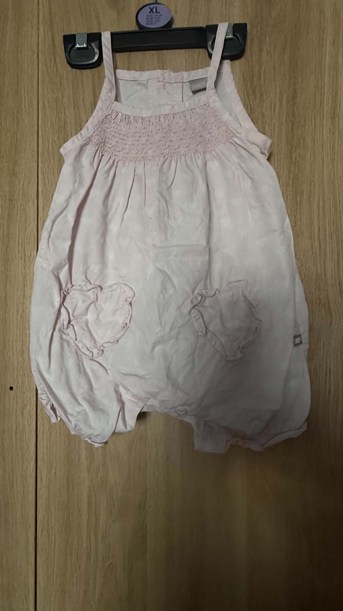 Adorable Soft Pink Heart-Detail Baby Romper